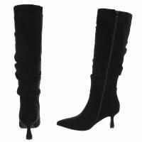 Damen High-Heel Stiefel - blacksuede