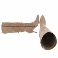 Damen High-Heel Stiefel - khakisuede