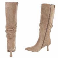 Damen High-Heel Stiefel - khakisuede