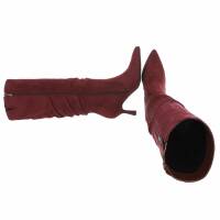 Damen High-Heel Stiefel - winesuede