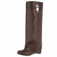 Damen High-Heel Stiefel - brownpu