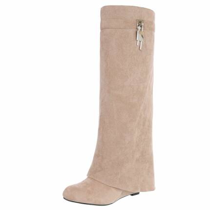 Damen High-Heel Stiefel - kheki
