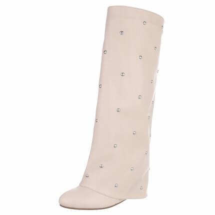Damen High-Heel Stiefel - beige