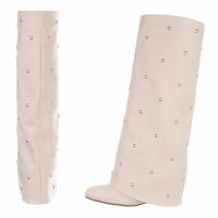 Damen High-Heel Stiefel - beige