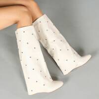 Damen High-Heel Stiefel - beige