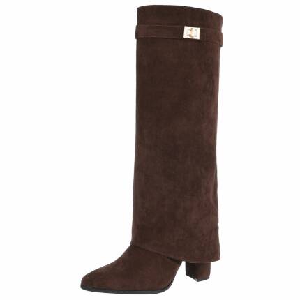 Damen High-Heel Stiefel - brownsuede
