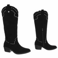 Damen Western- & Bikerboots - blacksuede