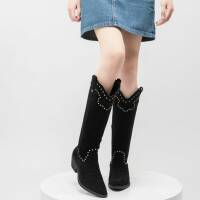 Damen Western- & Bikerboots - blacksuede