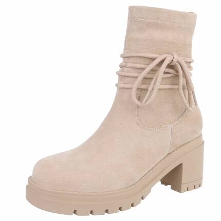 Damen High-Heel Stiefeletten - beige