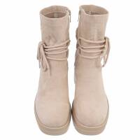 Damen High-Heel Stiefeletten - beige