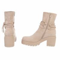 Damen High-Heel Stiefeletten - beige