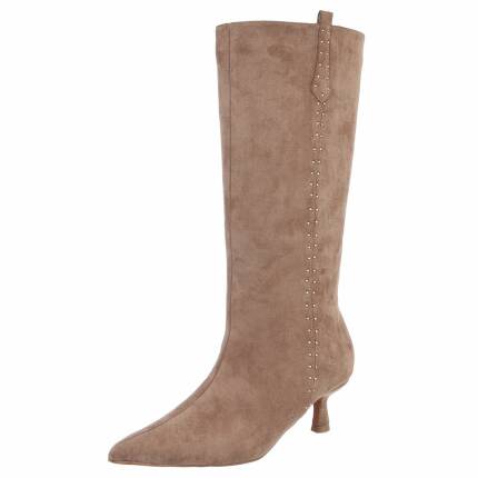 Damen High-Heel Stiefel - khaki