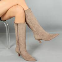 Damen High-Heel Stiefel - khaki