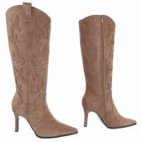 Damen High-Heel Stiefeletten - khaki