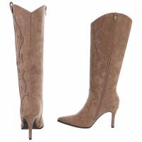 Damen High-Heel Stiefeletten - khaki