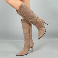 Damen High-Heel Stiefeletten - khaki