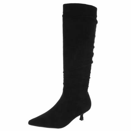 Damen High-Heel Stiefel - blacksuede