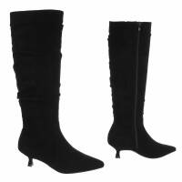 Damen High-Heel Stiefel - blacksuede