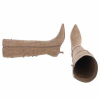 Damen High-Heel Stiefel - khakisuede