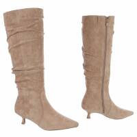 Damen High-Heel Stiefel - khakisuede
