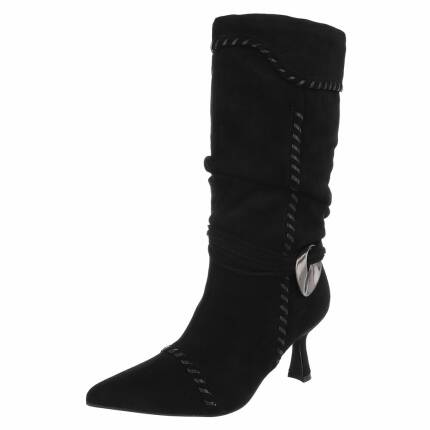 Damen High-Heel Stiefel - blacksuede