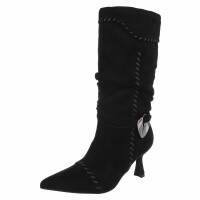 Damen High-Heel Stiefel - blacksuede