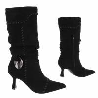 Damen High-Heel Stiefel - blacksuede