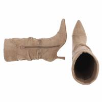 Damen High-Heel Stiefel - khakisuede