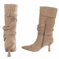Damen High-Heel Stiefel - khakisuede