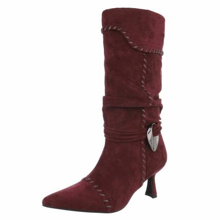 Damen High-Heel Stiefel - winesuede