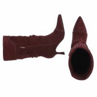 Damen High-Heel Stiefel - winesuede