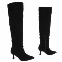 Damen Overknee-Stiefel - blacksuede