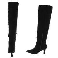 Damen Overknee-Stiefel - blacksuede