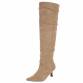 Damen Overknee-Stiefel - khakisuede