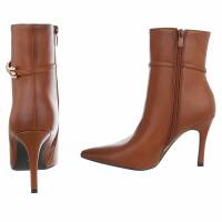 Damen High-Heel Stiefeletten - camel
