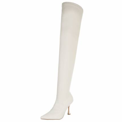 Damen Overknee-Stiefel - white