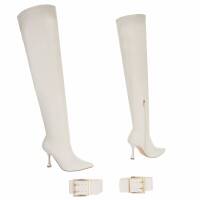 Damen Overknee-Stiefel - white