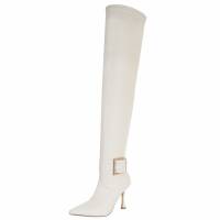 Damen Overknee-Stiefel - white