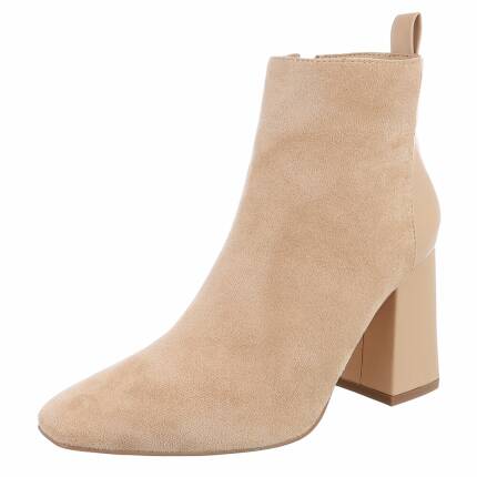 Damen High-Heel Stiefeletten - beige