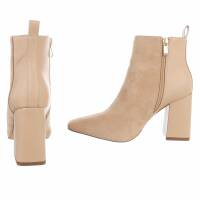 Damen High-Heel Stiefeletten - beige