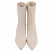 Damen High-Heel Stiefeletten - beige
