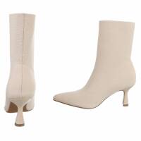 Damen High-Heel Stiefeletten - beige