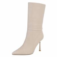 Damen High-Heel Stiefeletten - beige