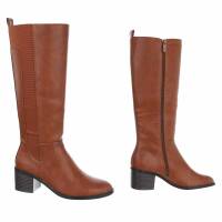 Damen High-Heel Stiefeletten - camel