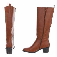 Damen High-Heel Stiefeletten - camel