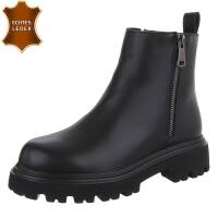Damen Echtleder Klassische Stiefeletten - black
