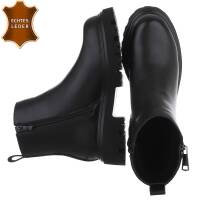 Damen Echtleder Klassische Stiefeletten - black