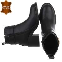 Damen Echtleder High-Heel Stiefeletten - black