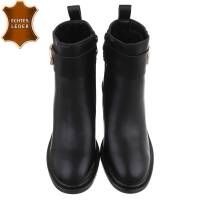 Damen Echtleder High-Heel Stiefeletten - black