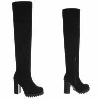 Damen Overknee-Stiefel - black